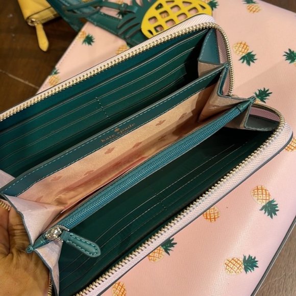 Kate Spade Pineapple Printed Large Continental Wallet Pink Multi - Picture 16 of 16